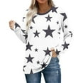 thumbnail image 2 of Stars Tees for Women Full Printed Tops Clothing Crewneck Long Sleeve Pullover Classic-Fit Tees Casual Soft Outfits Spring Fall Clothes Fashion Shirts, 2 of 8