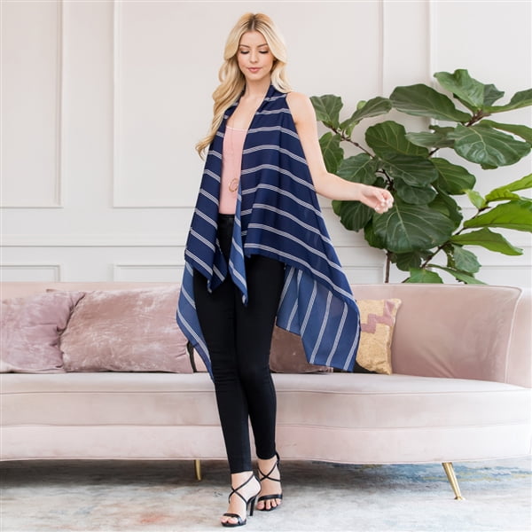 Riah Fashion Striped Kimono Cardigan 