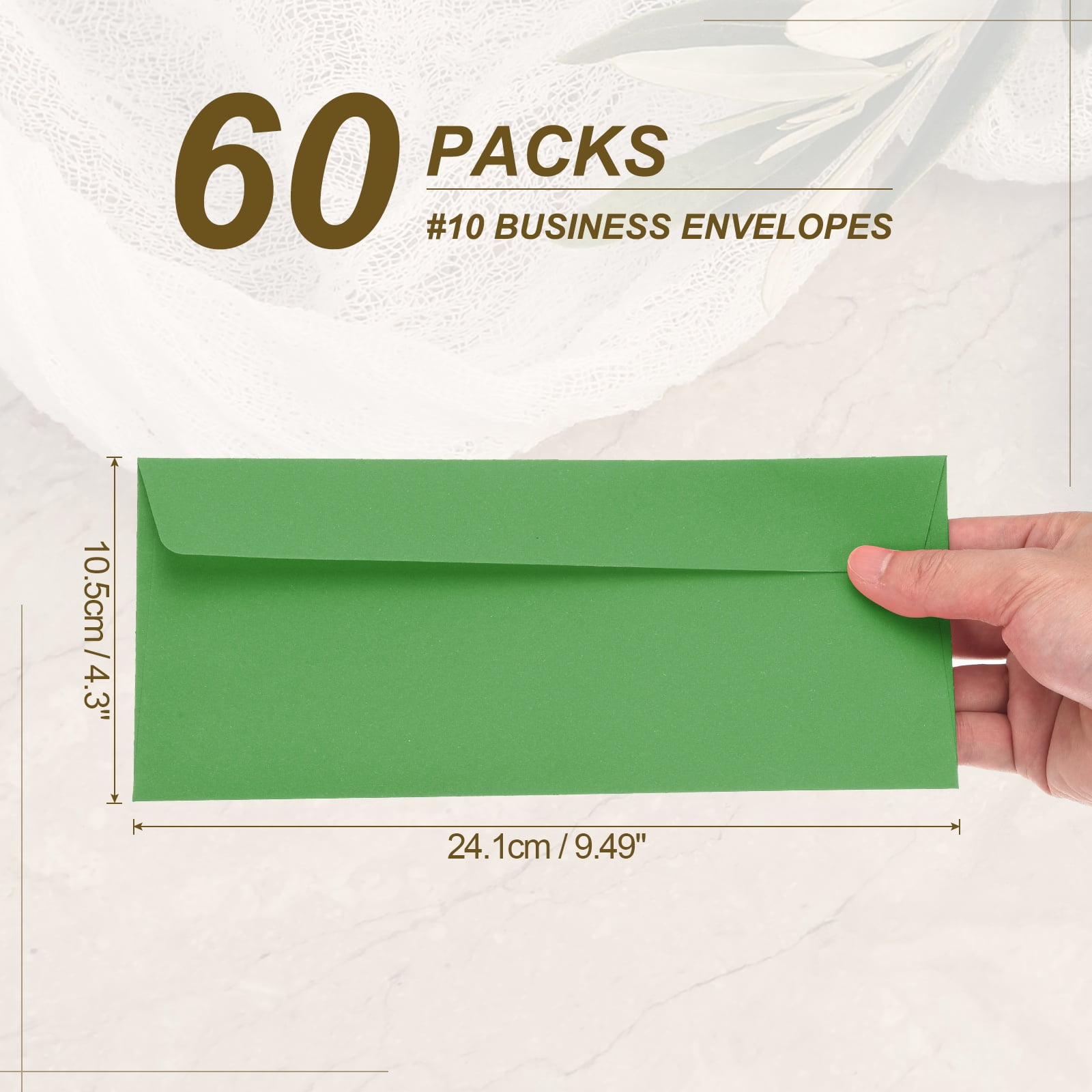 Uxcell 60 Pack Light Dark Green #10 Business Envelopes, Colored Self Seal Letter Size