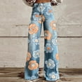 thumbnail image 2 of Tnhcen Women's 2025 Floral Print Denim Pants High Waisted Wide Leg Jeans Button Fly Closure Casual Straight Leg Trousers Twill Vintage Fashion S-5XL, 2 of 6