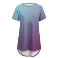 thumbnail image 4 of Pincandy Fashion Women Fashion Short Sleeve Round Neck Printed Long T-shirt Blouse Loose Tops,Purple,L, 4 of 4