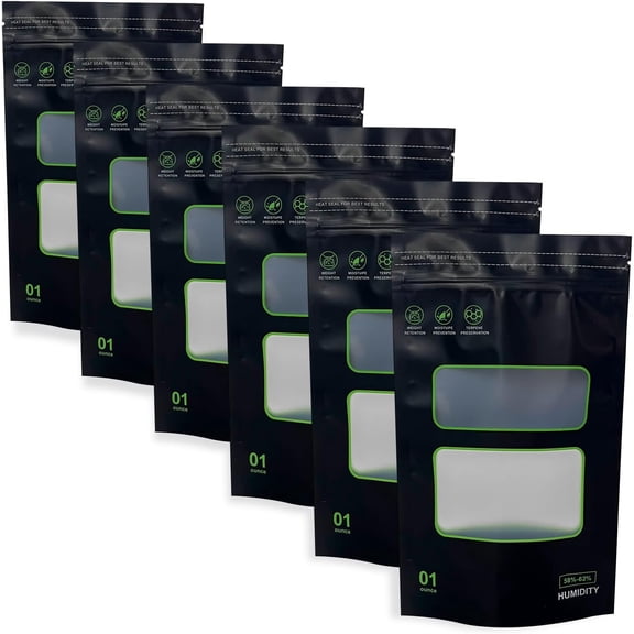 1 OZ Storage Terp Bag 58%-62% RH 2-Way Humidity Control Bags for for Curing & Storage Resealable Humidity Bags Lock & Seal Bag, 20 PCS,6" x 9.8" x 3.15"