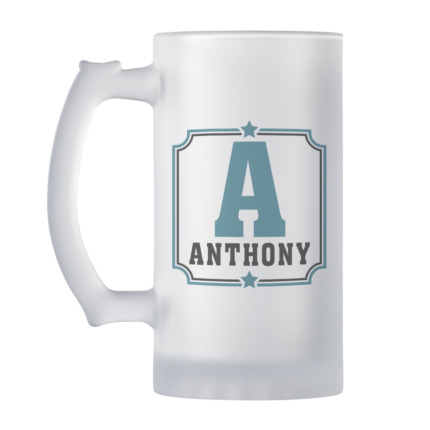 Personalized Any Name + Initial Frosted Beer Mug Available in 4