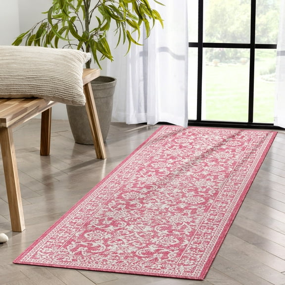 Well Woven Lia Delphi Oriental Persian Fuchsia 2'3" x 7'3" Runner Indoor/Outdoor Rug