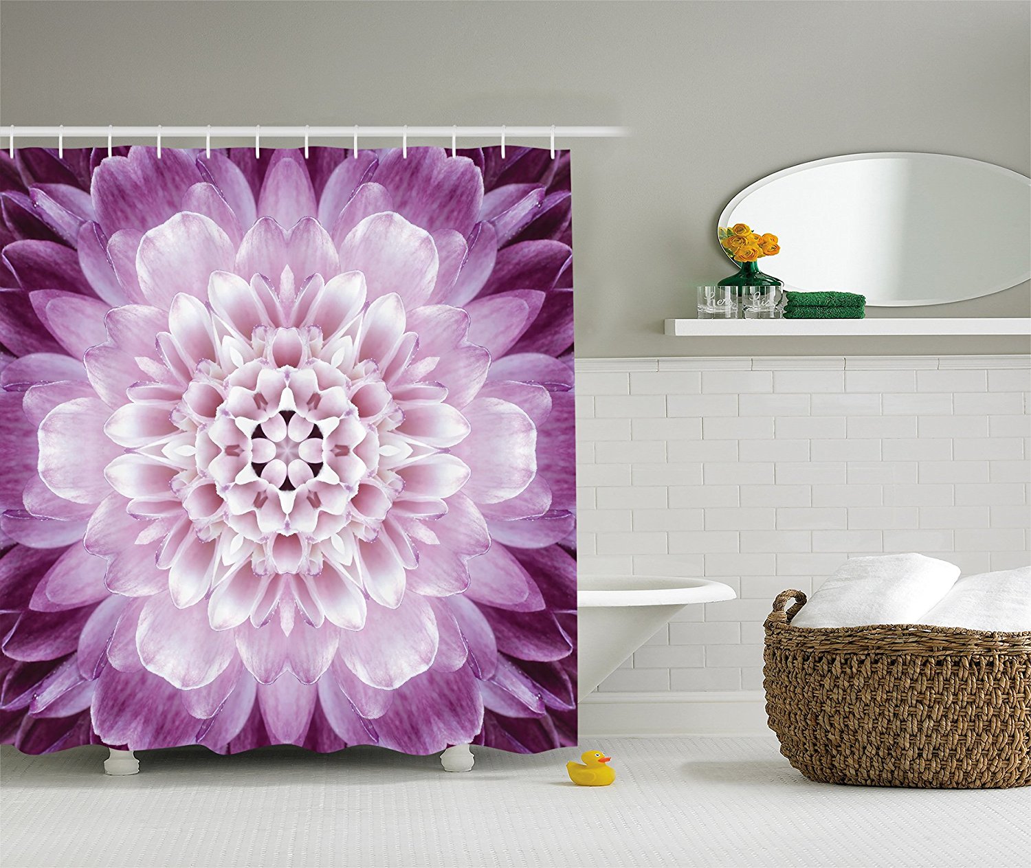 Flower Shower Curtain Dahlia by , Floral Macro Close Up Photography