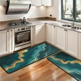 thumbnail image 3 of Kitchen Rugs Sets Of 2,Teal Gold Marble Pattern Anti Fatigue Kitchen Mat Rugs Non Slip Washable,Decorative Kitchen Floor Mats for Kitchen,Sink,Laundry,17"x47"+17"x47", 3 of 5