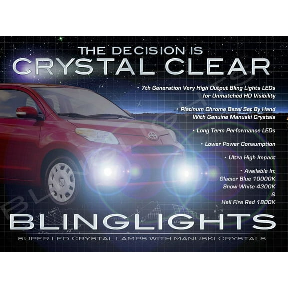 For The 2008 2009 2010 2011 2012 Scion xD Blue LED Fog Lamps Driving Lights Foglamps Foglights Kit