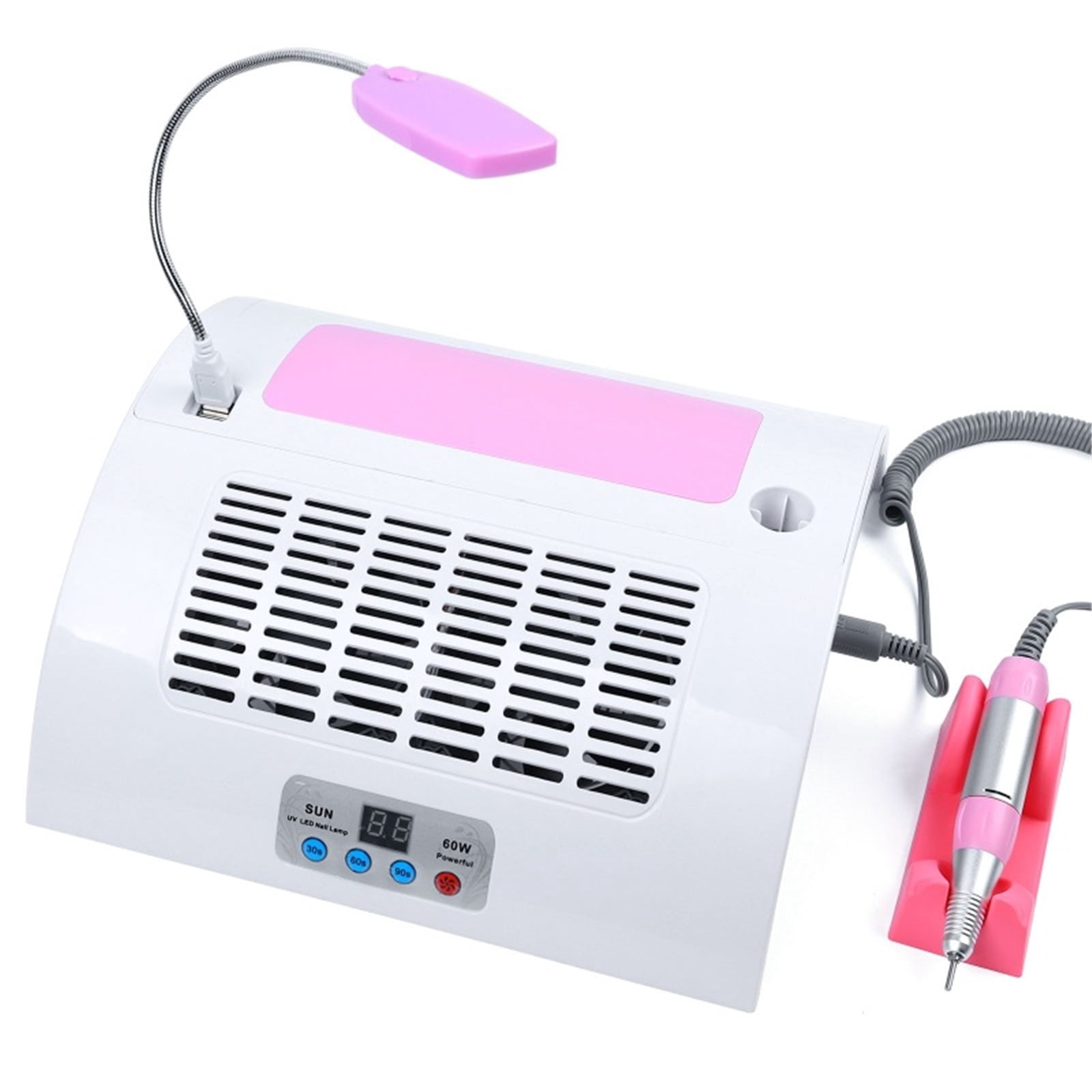 UV Led Nail Lamp Gel Polish Dryer Electric Drill Machine Nail Dust Collector Fan Vacuum Cleaner Multifuncion Manicure Machine ,360° Powerful Suction