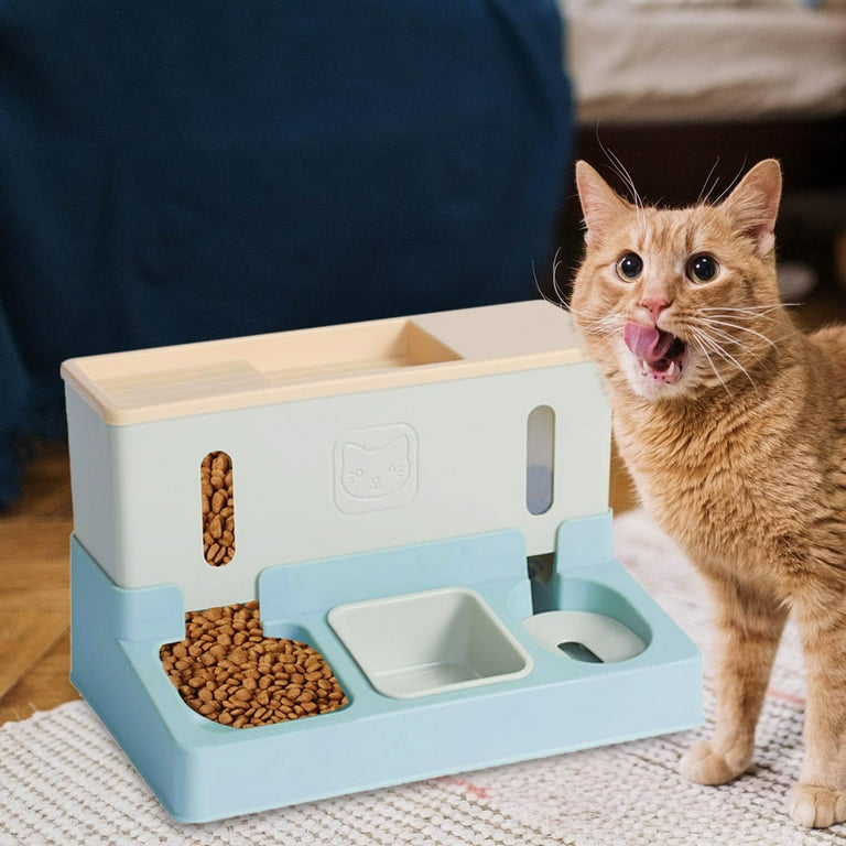 Automatic Cat Feeder Feeding Station with Transparent Window Durable Portable Dog Food Dispenser for Kitten Rabbits Puppy Small Animals Dogs Blue Walmart