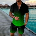 thumbnail image 2 of RUTAYY Men's Outfits 2 Piece Gradient Color Short Sleeve Shirt and Shorts Zipper Indoor Outdoor Activities Classic Seaside Clothing Sets, 2 of 5