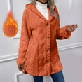 thumbnail image 2 of Fall Outfits for Women 2025 Cardigan Sweaters for Women Winter New Long Sleeved Hooded Warm Jacket Solid Color Button Plush Top Jacket, 2 of 9