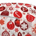 thumbnail image 3 of Christmas Pouf Cover with Zipper, Classical Themed Old Fashioned Celebration Carols Winter Design Patterns, Soft Decorative Fabric Unstuffed Case, 30" W X 17.3" L, White and Vermilion, by Ambesonne, 3 of 5