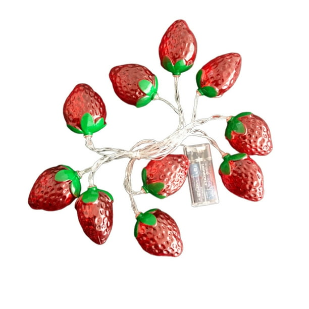 KAKOWELY Guirnalda de luces LED decorativas de 1,5 m con diseño de fresas, ideal para fiestas, bodas y el hogar (1,5 m, 10 bombillas)