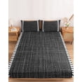 thumbnail image 2 of Full Size Fitted Sheet Set - Modern Minimalist Art 3 Piece Bedding Sets 16" Deep Pocket Fitted Sheet with 2 Pillowcases, Vintage Simple Lines Black Brushed Microfiber Hotel Luxury Bed Sheets, 2 of 9
