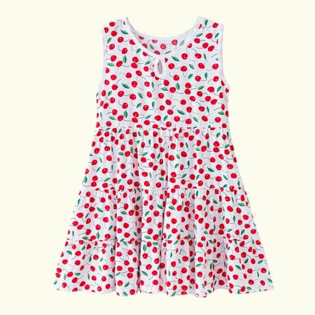 

Reduced Girls Dresses Baby Girl Clothes Toddler Kids Baby Girls Fashion Cute Sleeveless Sweet Cartoon Print Ruffle Dress Lovely Children Girl Dresses Sundress
