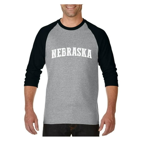 Nebraska Graphic - Nebraska State Flag Raglan Sleeve Baseball T-Shirt