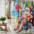 thumbnail image 3 of Shower Curtain 72"W x 96"L Merry Christmas Nude Santa Claus Basking Ocean Beach Fabric Shower Curtains Set with Hooks Water Repellent Bathroom Curtains Machine Washable Bathroom Accessories, 3 of 9