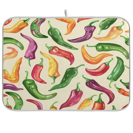 

Kitchen Drying Mat 18x24In Drying Dish Mat Dish Drying Mats Kitchen Countertop Multi-Function Drain Drying Mat Kitchen Table Colored Pepper