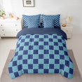 thumbnail image 2 of Feelyou Fashion Blue Buffalo Bedding Comforter Set 7 Pieces, Chic Check Plaid Full Bedding Set, Teens Kids Boys Girls Reversible Fitted Sheet Flat Sheet, Luxury Bedroom Decor, 2 of 8