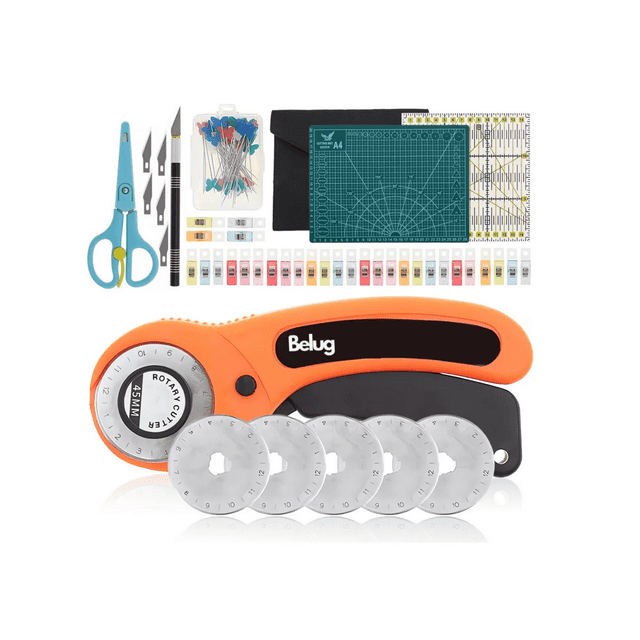 Kit De Cutter Circular Rotatorio P/papel/tela/cuero, 96 Pzs Belug Anaranjado