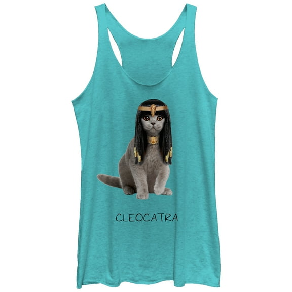 Women's Lost Gods Cleopatra Cat  Racerback Tank Top Tahiti Blue X Large