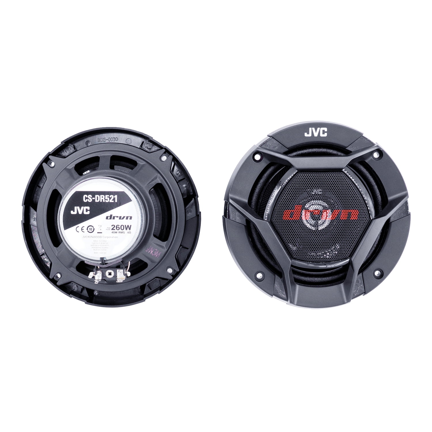 JVC CS-DR521 5.25-In. 2-Way drvn DR Series Coaxial Speaker, 260 Watts Max, 4 Ohms, Shallow Mount, Pair