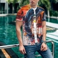 thumbnail image 6 of Zufioo Sunset Ocean Watercolor Dolphin Print Men's Baseball Short Sleeve, Moisture Wicking Button-Down Hip Hop Tee-4X-Large, 6 of 7