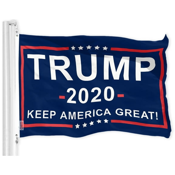 G128- 3x5 FT Trump Flag for Outside with "Keep America Great" Banner Sign | Printed 150D Polyester