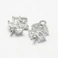 thumbnail image 2 of Flower Brass Micro Pave Cubic Zirconia Links Platinum 12x8x3mm Hole: 1.5mm, 2 of 2