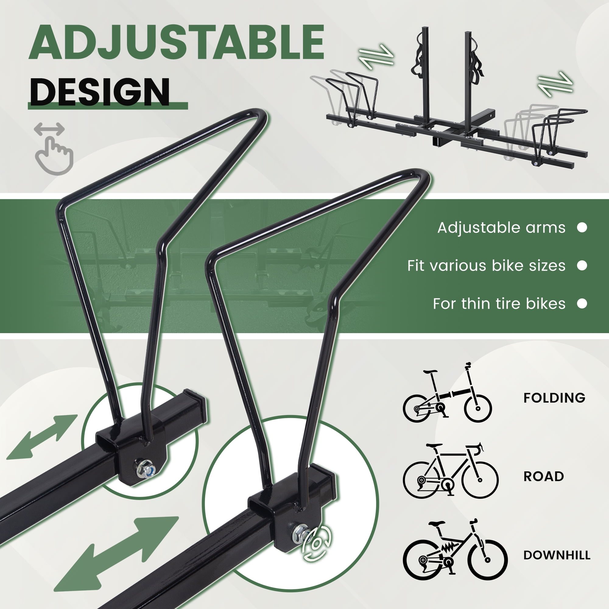Kojem 2 Bicycle Hitch Mount Bike Rack Carrier Platform for 2'' Receiver Trucks SUV Heavy Duty
