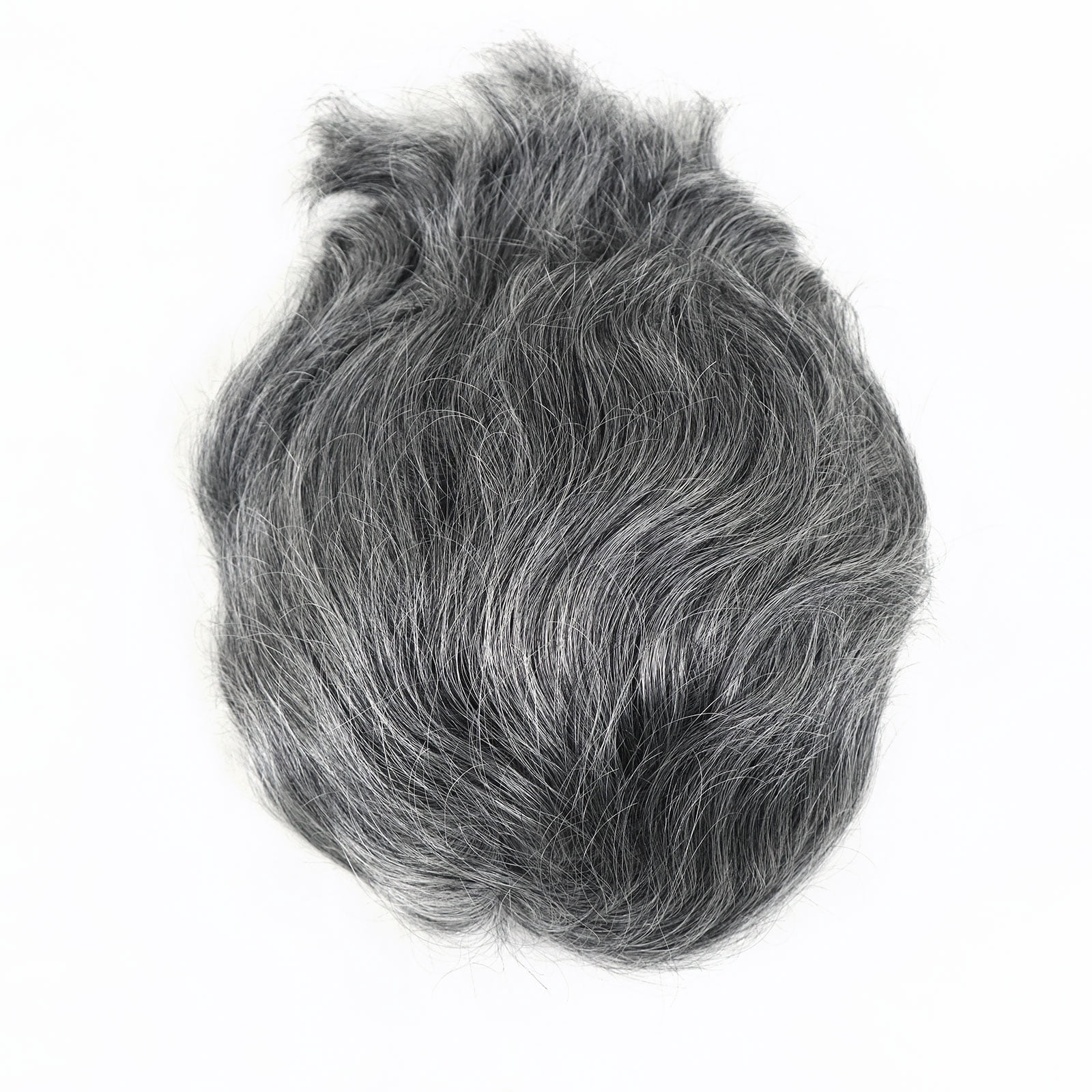 Hair Replacement System for Men Fine Mono with Poly PU Men's Toupee Wigs Human Hair 50% 1B OFF Black with 50% Synthetic Grey White Hair Toupee 10x8 Inch