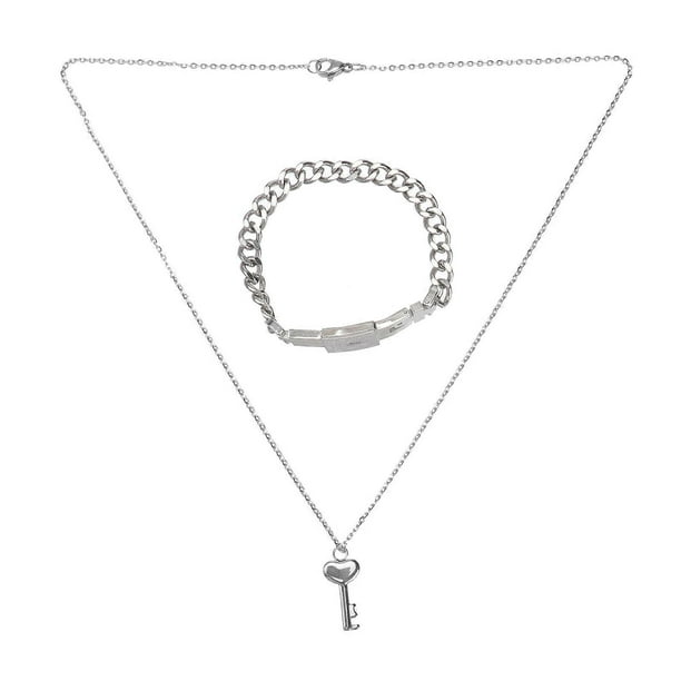 Titanium Jewelry Lock Hand Chain Everyday Wear In Silver Designed For Couples 1Pack