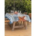 thumbnail image 3 of Outdoor Tablecloth with Umbrella Hole for Patio/Picnic/Party/Camping, Blue Coastal Waterproof Table Cloth Rectangle Table Cover Washable, Orange Starfish Coral Beach Nautical Vintage (60"x 84"), 3 of 8