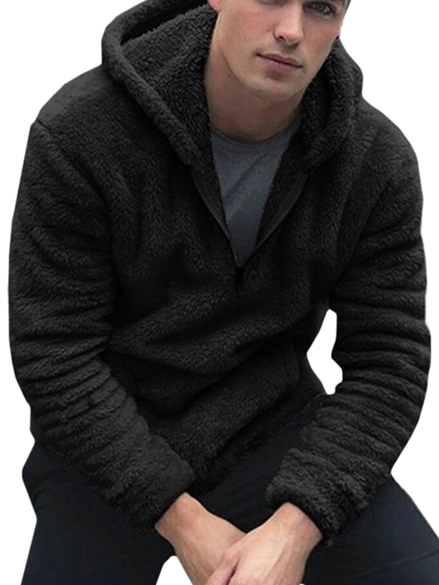 mens fluffy fleece pullover