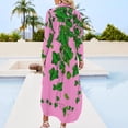 thumbnail image 2 of GREEN IVY HANGING LEAVES VINES PINK ART Long Sleeved Shirt Dress women's summer clothing Dress vintage, 2 of 6