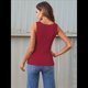 thumbnail image 5 of Camiseta Sin Mangas de Punto Acanalado Informal con Cuello Cuadrado de Verano para Mujer, Color Rojo, Talla M, 5 of 6