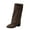 Brown, variant on Black Women'S Mid Calf Knight Boots Trendy Fashion All Match Casual Fall Winter Stylish Chic Comfortable Low Heel Wide Shaft Tube Boots Daily Wear Size 42