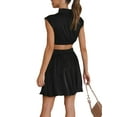 thumbnail image 2 of Faithtur Robe Décontractée Plissée à Découpe Col Montant Couleur Unie Robes de Soirée pour Femmes Été Plage Mode Urbaine, 2 of 8