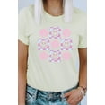 thumbnail image 3 of Pastel Checkered Flower Lashes Smiley Graphic Tee T-Shirt, 3 of 4
