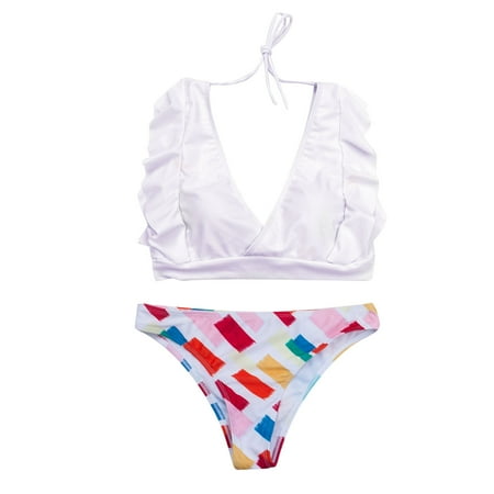 

VKEKIEO One-Piece Swimsuit Sport Bra Style Lift White M