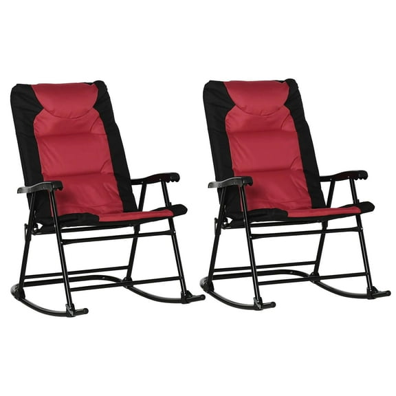 Resenkos 2-Piece Outdoor Rocking Chairs, Bistro Style Set, Folding Padded for Porch, Camping, Balcony, Comfort & Durability,Red