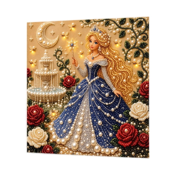 Knisume Diamond Painting Kits for Adults - Princess Pearl Art Craft, Creative Rhinestone Diamond Art Kit for Bedroom Wall Decor and DIY Home Project