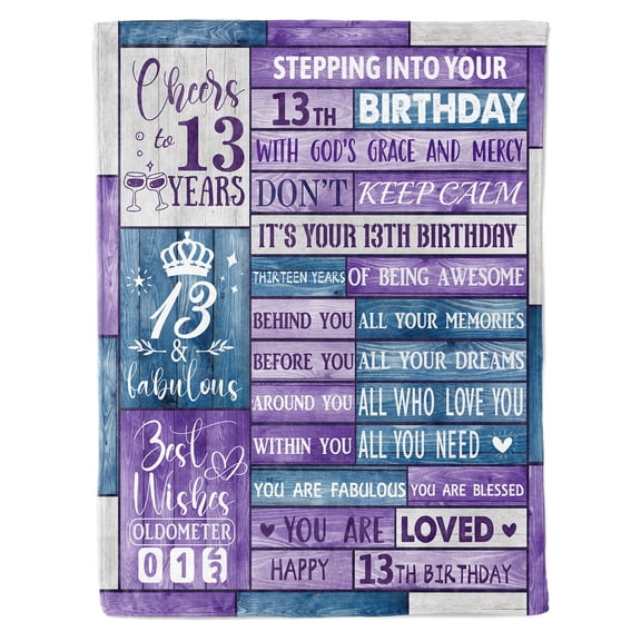 HiiKaa 13th Birthday Gifts for Girls,13 Year Old Girl Birthday Gifts,Gifts for 13 Year Old Girl, Best Presents for 13 Yr Old Girls,Happy 13th Birthday Gifts Ideas Blanket 60X50",Purple