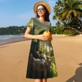 thumbnail image 4 of Honeii Deep Forest Stone Green Dragon Print Women’s Short Sleeve Dress, Comfortable Casual Dress, Soft Polyester Spandex Blend, Stylish Everyday Wear for Summer, Perfect for Travel and Vacation, 4 of 6