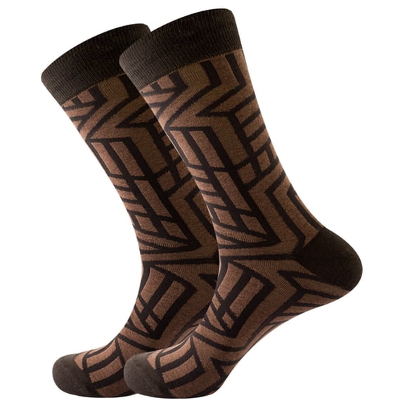 Brown Geometric Pattern Socks from the Sock Panda (Adult Large - Men's Shoe Sizes 8-12)