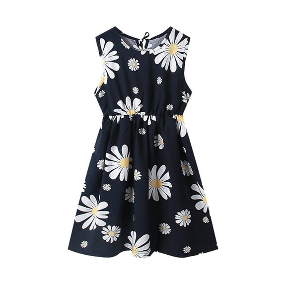 TAIAOJING Girls Boho Flower Dress Toddler Kids Crew Neck Summer Sleeveless Casual Beach Floral Prints Party Dress Cute Sundress 3-4 Years