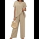 thumbnail image 2 of Conjunto de Dos Piezas de Verano para Mujer, Corta, Cuello Redondo, Pierna , Pantalón . Albaricoque M, 2 of 7