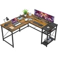 thumbnail image 1 of Foxemart L-Shaped Computer Desk, Industrial Corner Desk Writing Study Table with Storage Shelves, Space-Saving, Large Gaming Desk 2 Person Table for H, 1 of 6