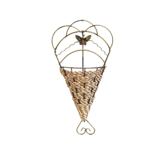 Wrought Iron Hanging Flower Basket Wall Mounted Metal Planter Basket,for Indoor Outdoor Plants Garden Patio Balcony Decor,Durable Hanging Plant Holder Rustic Metal Flower Pot