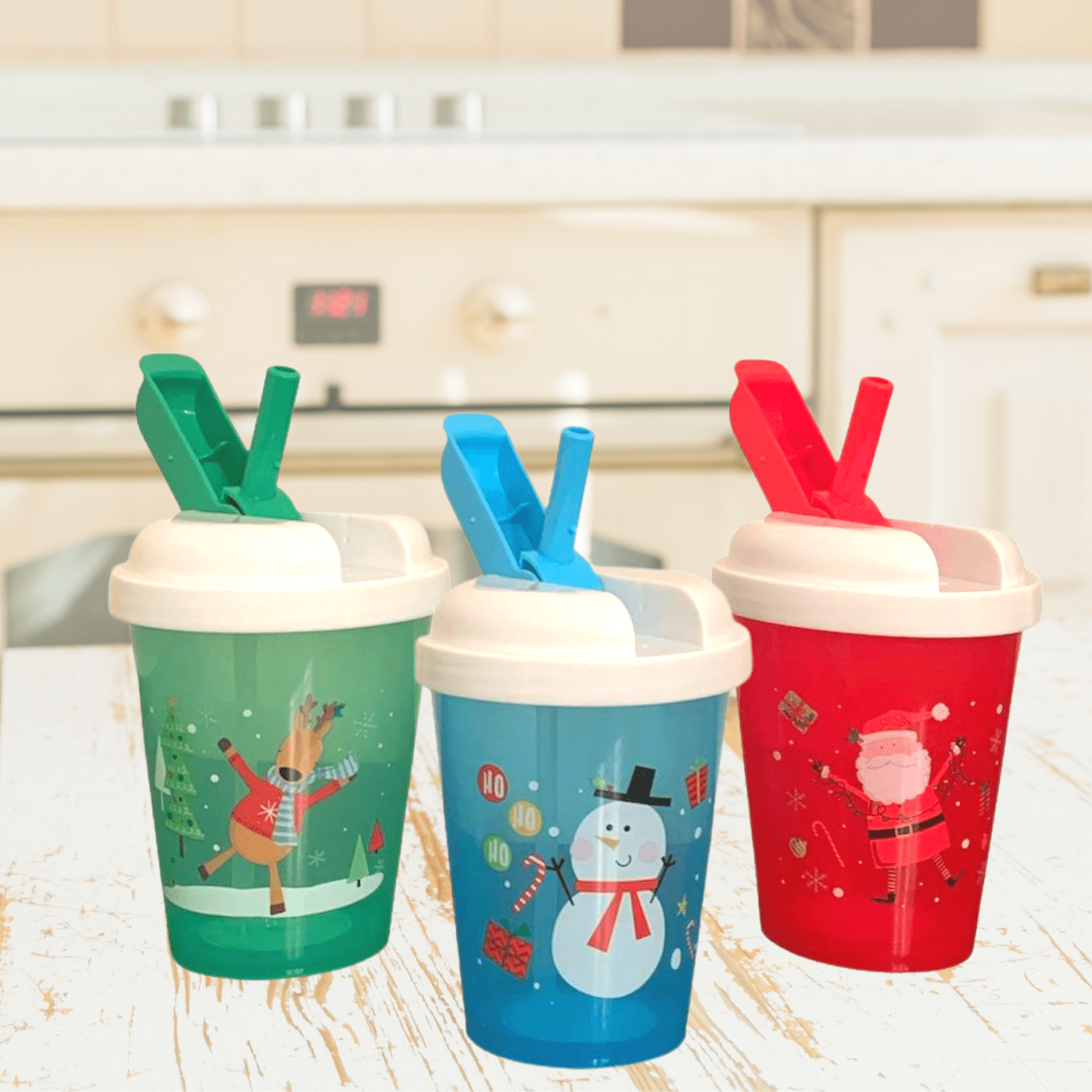 Christmas Theme Reusable Drinking Straw Set of 5